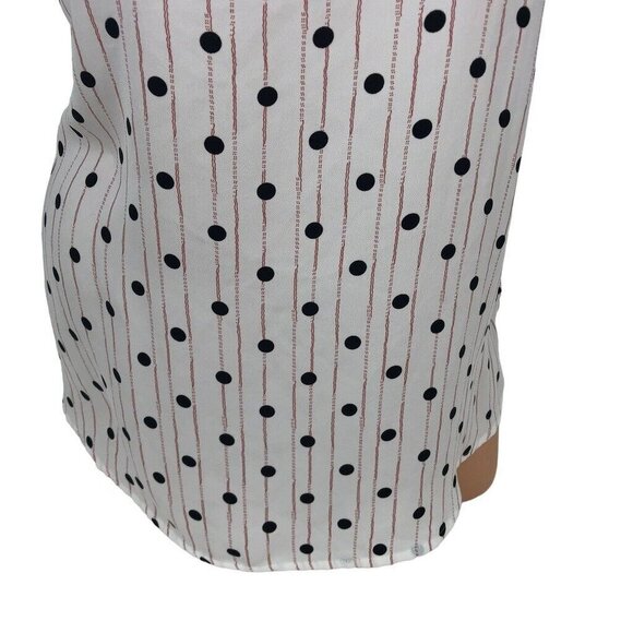 Dalia White Polka Dot Printed Sleeveless Top Blouse High Neck Flowy Shirt XL - Picture 3 of 6